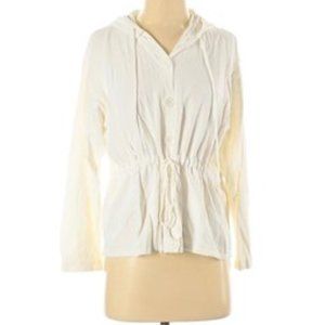 Ball of Cotton Vintage white Beachy hooded Oversized Slouchy Cardigan sweater S